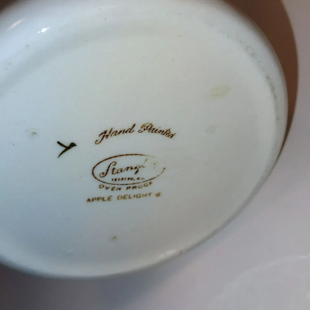 Stangl Pottery Apple Delight Gravy Boat with Attached Underplate – Hand Painted